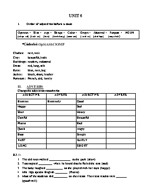 Bài tập Unit 6 môn Tiếng Anh Lớp 9